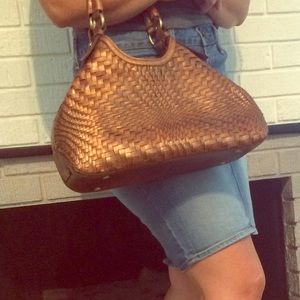 EUC Cole Haan Woven Triangle Genevieve Saddle Bag